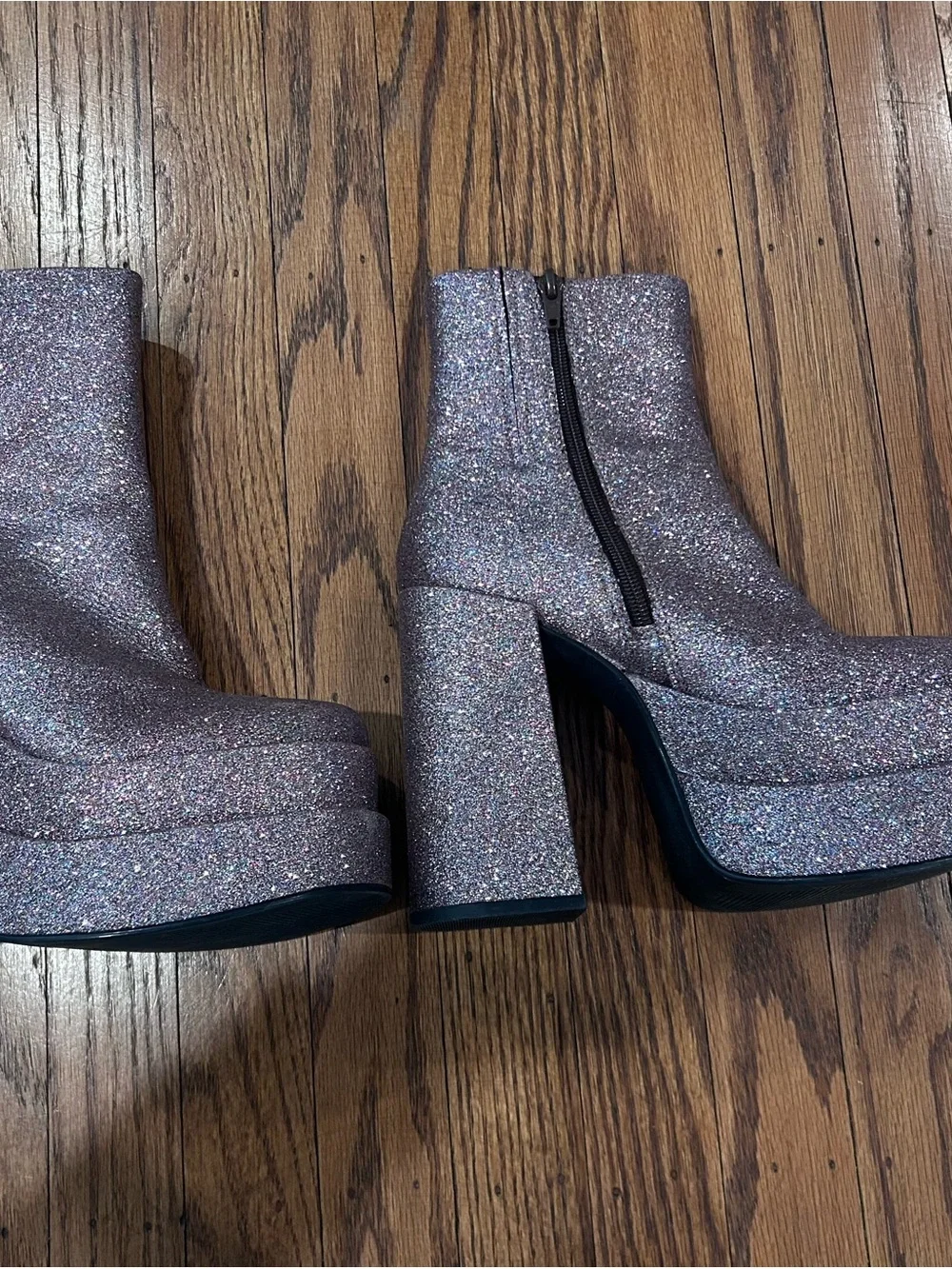 Platform Glitter Ankle Boots - Pink